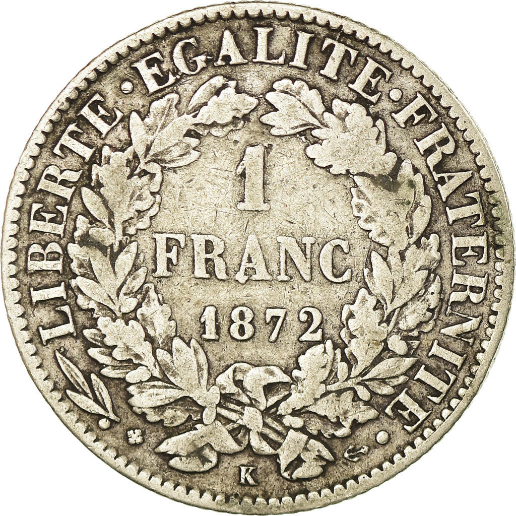 Coin, France, Louis-Philippe, Franc, 1872, Bordeaux, VF(20-25), Silver