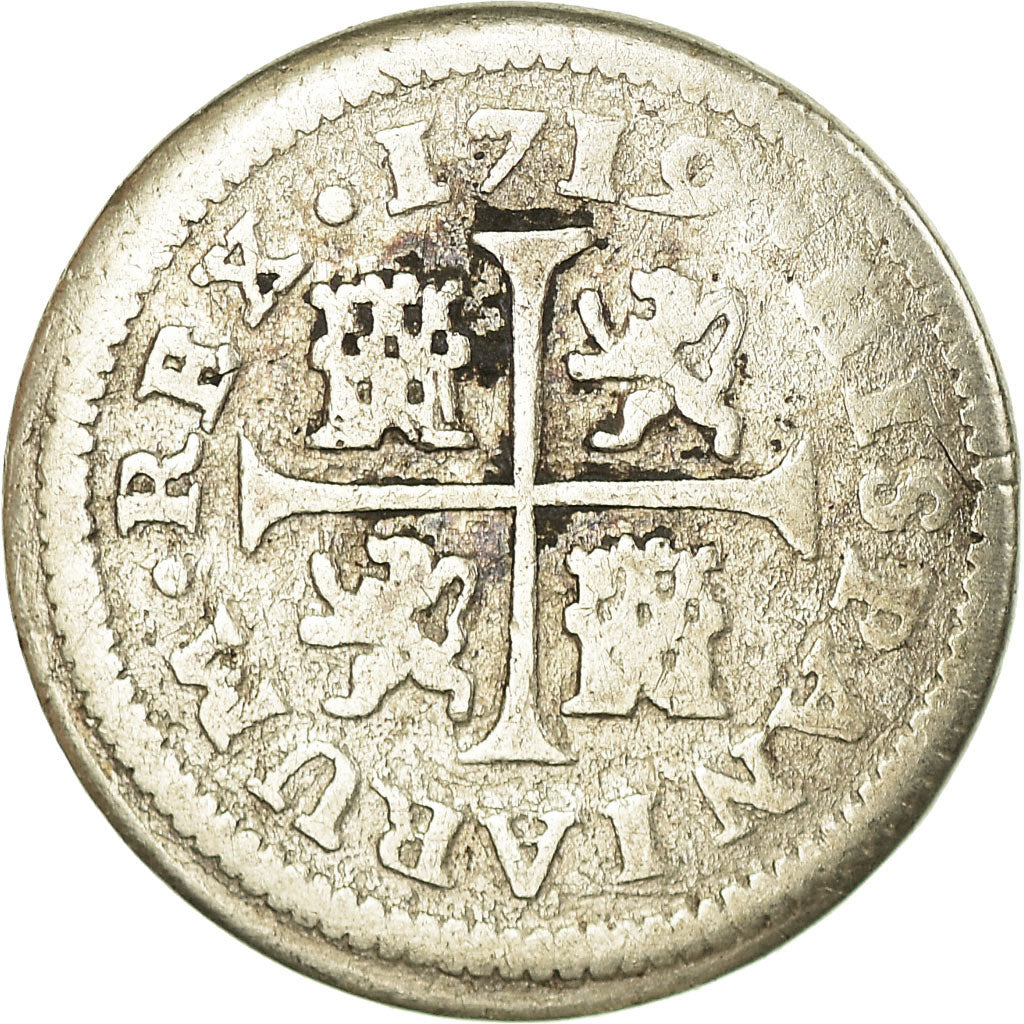 Coin, Spain, Philip V, 1/2 Réal, 1719, Cuenca, VF(30-35), Silver, KM:311