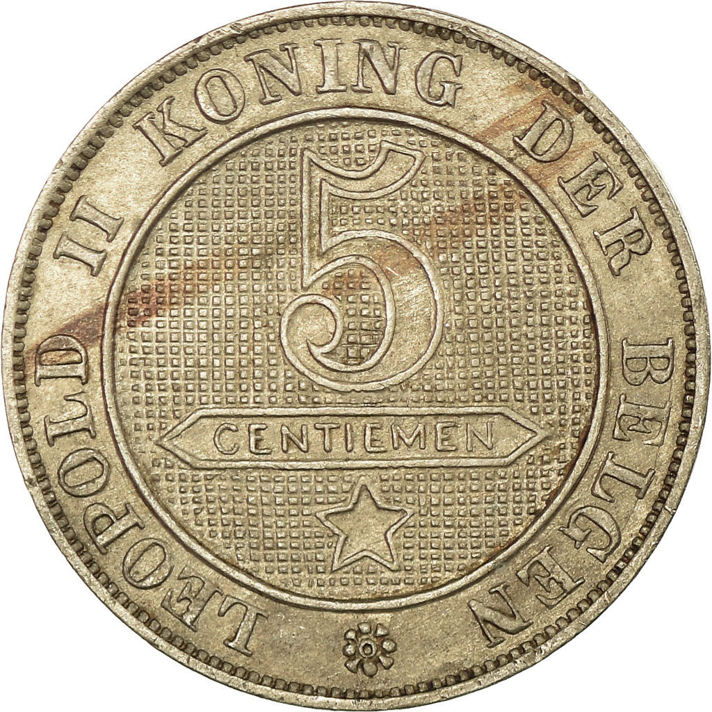 Coin, Belgium, Leopold II, 5 Centimes, 1895, EF(40-45), Copper-nickel, KM:41