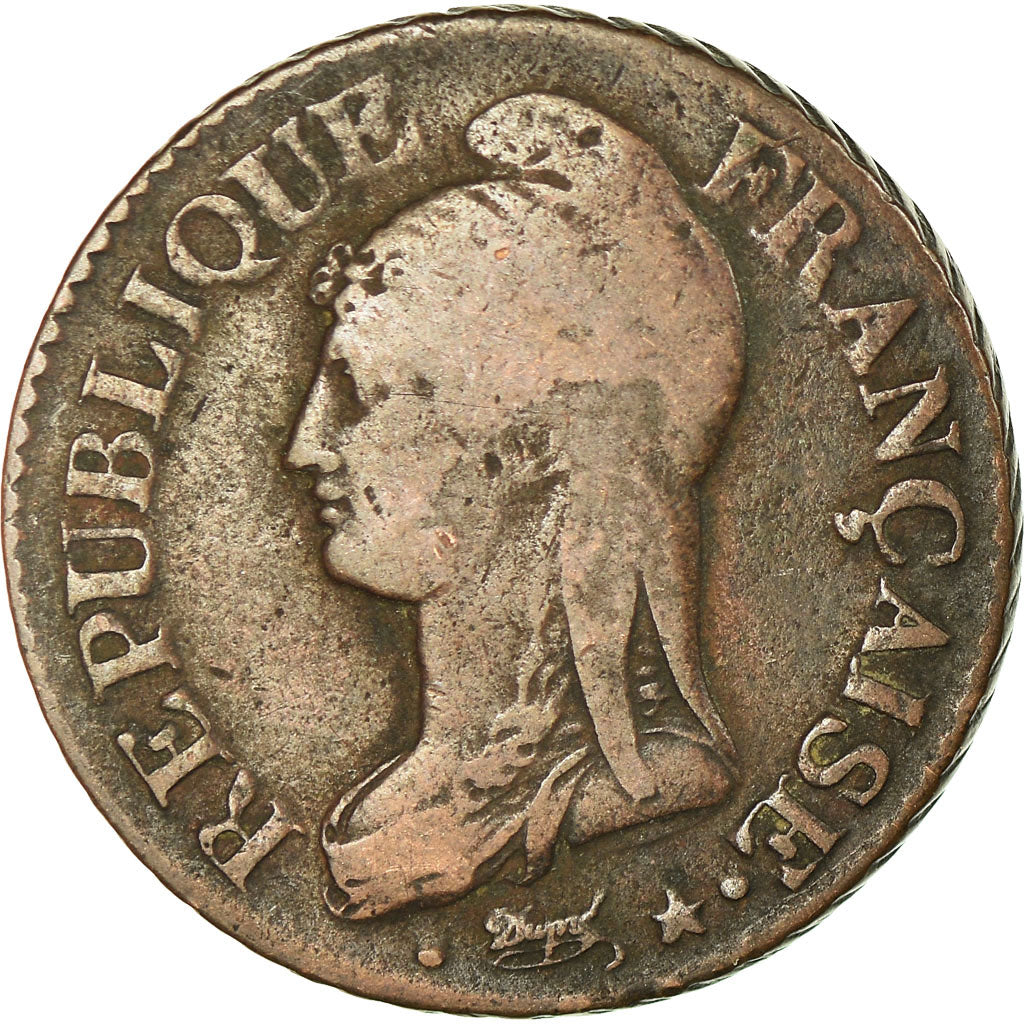 Coin, France, Dupré, 5 Centimes, AN 8, Metz, VF(30-35), Bronze, KM:640.2