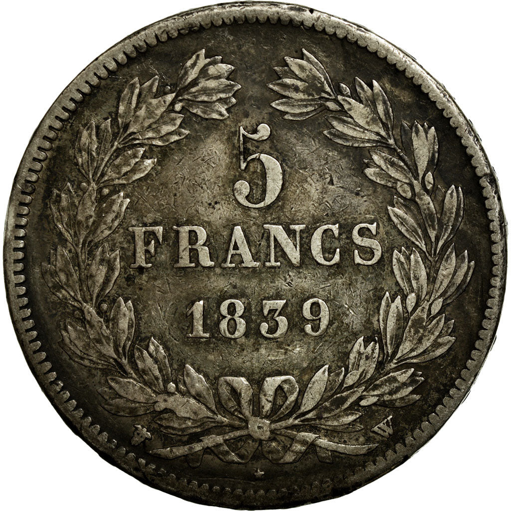 Coin, France, Louis-Philippe, 5 Francs, 1839, Lille, VF(30-35), Silver