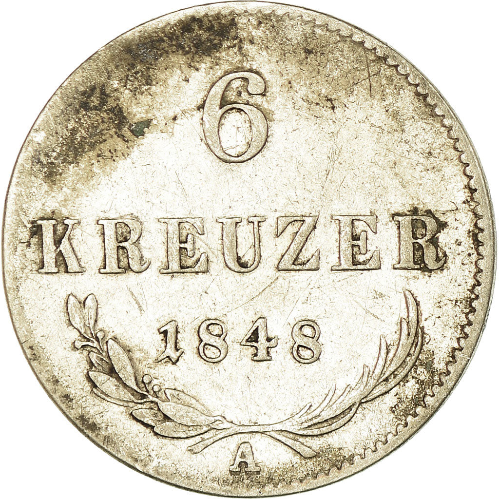 Coin, Austria, Franz Joseph I, 6 Kreuzer, 1848, VF(20-25), Silver, KM:2199