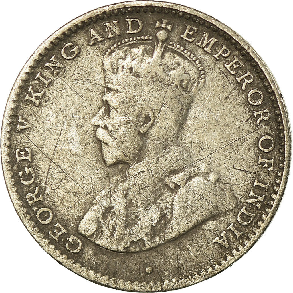 Coin, Ceylon, George V, 10 Cents, 1914, F(12-15), Silver, KM:104