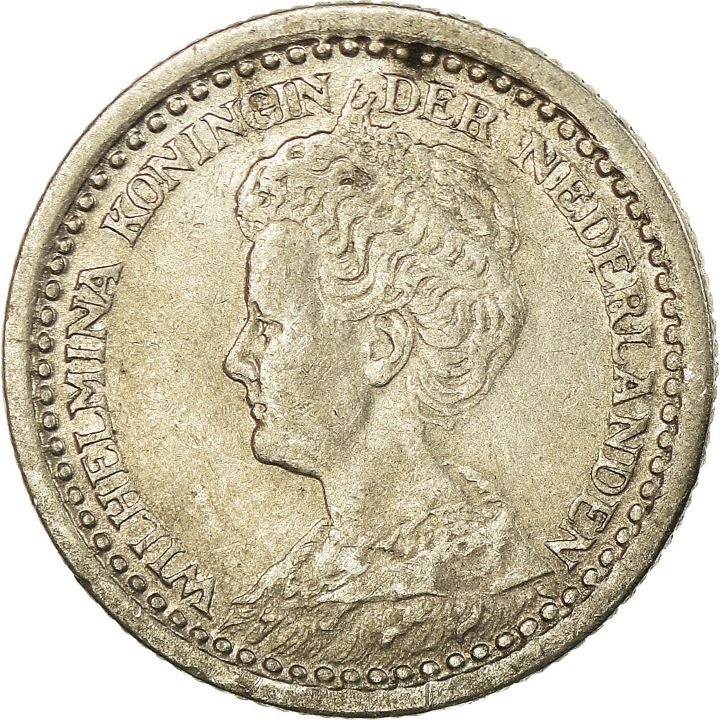 Moneda, Países Bajos, Wilhelmina I, 10 Cents, 1925, MBC, Plata, KM:145