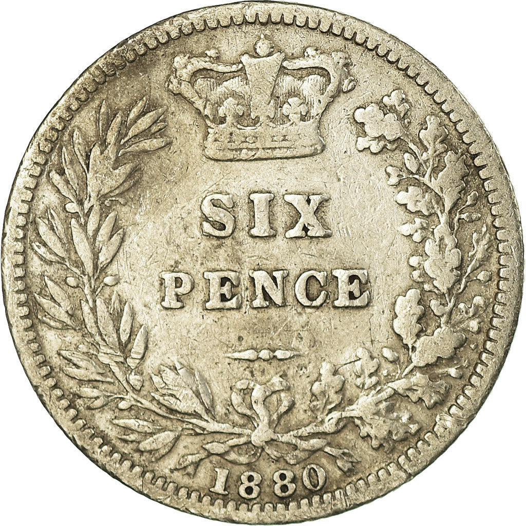 Coin, Great Britain, Victoria, 6 Pence, 1880, VF(20-25), Silver, KM:757