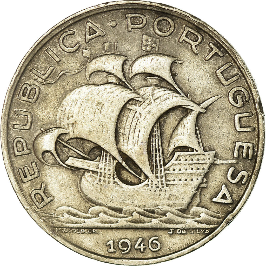 Coin, Portugal, 5 Escudos, 1946, VF(30-35), Silver, KM:581