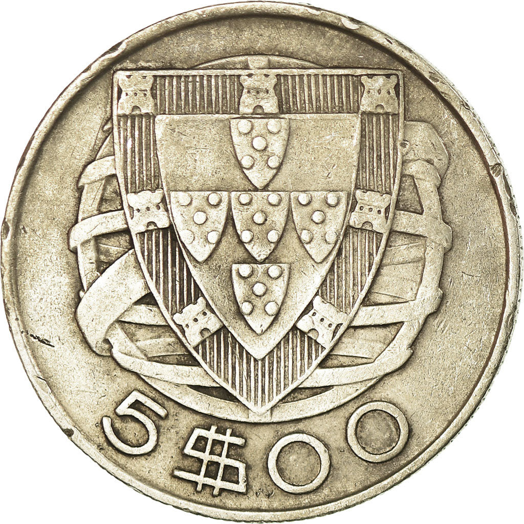 Coin, Portugal, 5 Escudos, 1946, VF(30-35), Silver, KM:581
