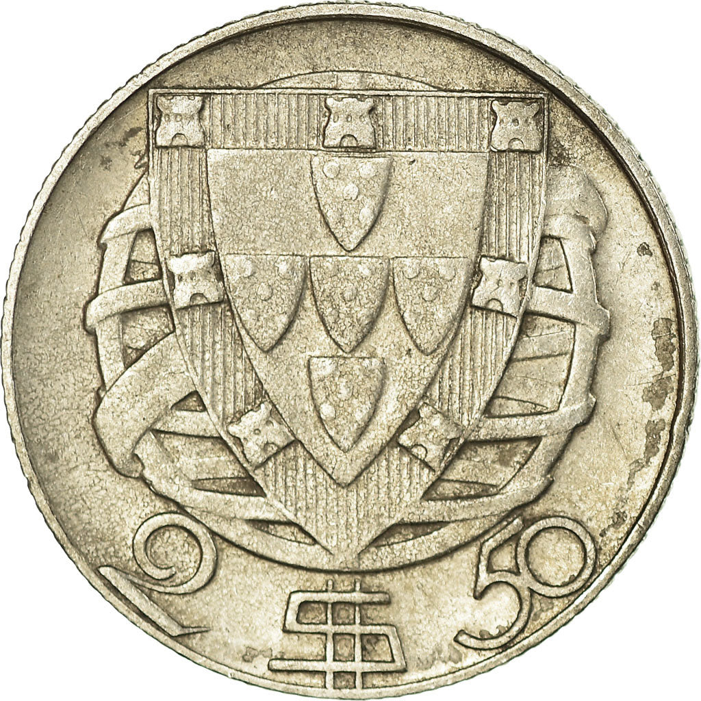 Coin, Portugal, 2-1/2 Escudos, 1944, VF(30-35), Silver, KM:580