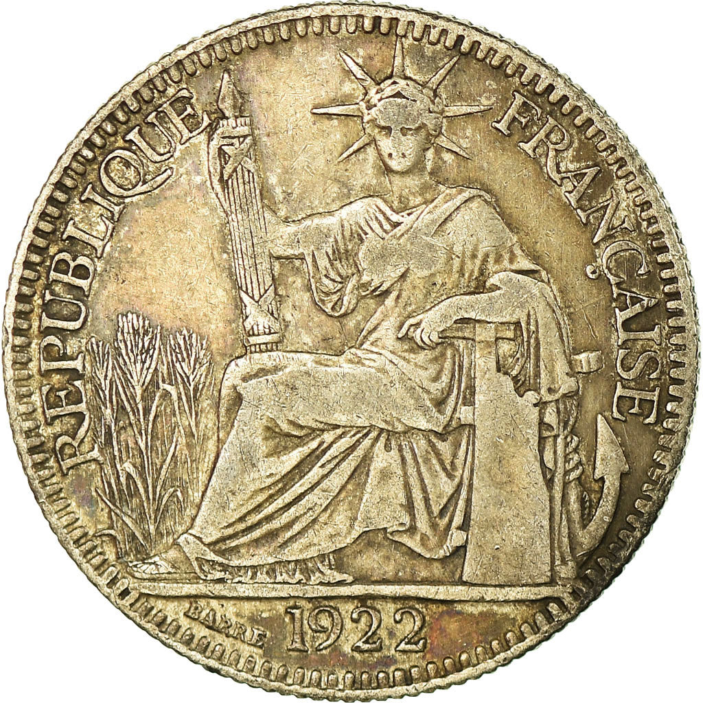 Moneda, INDOCHINA FRANCESA, 10 Cents, 1922, Paris, MBC+, Plata, KM:16.1