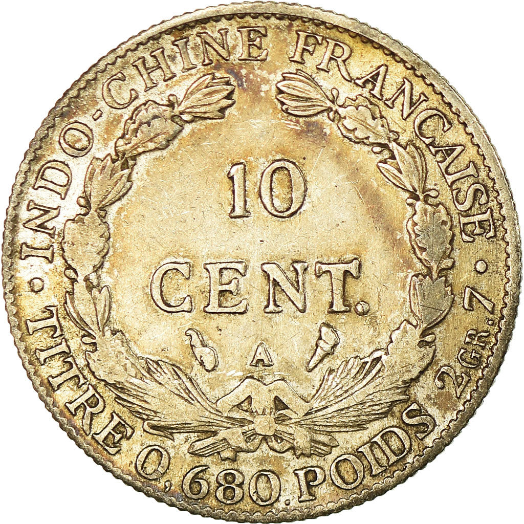 Moneda, INDOCHINA FRANCESA, 10 Cents, 1922, Paris, MBC+, Plata, KM:16.1