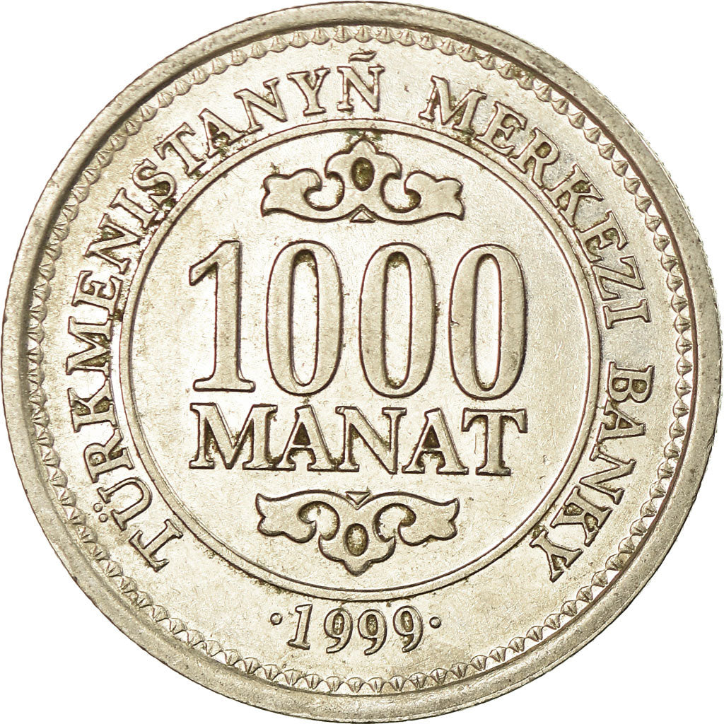 Coin, Turkmanistan, 1000 Manat, 1999, EF(40-45), Nickel plated steel