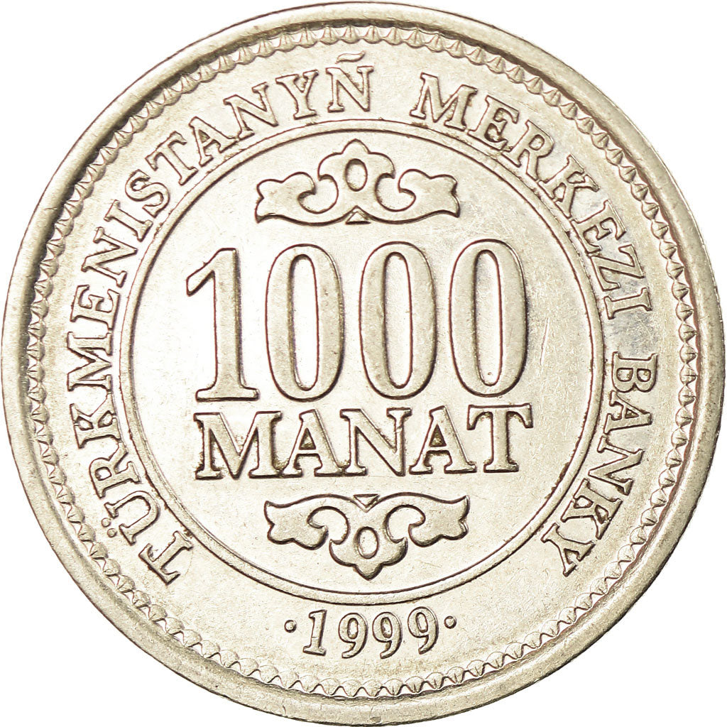 Coin, Turkmanistan, 1000 Manat, 1999, EF(40-45), Nickel plated steel