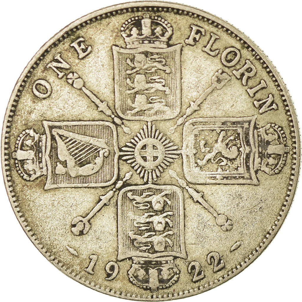 Coin, Great Britain, George V, Florin, Two Shillings, 1922, VF(20-25), Silver