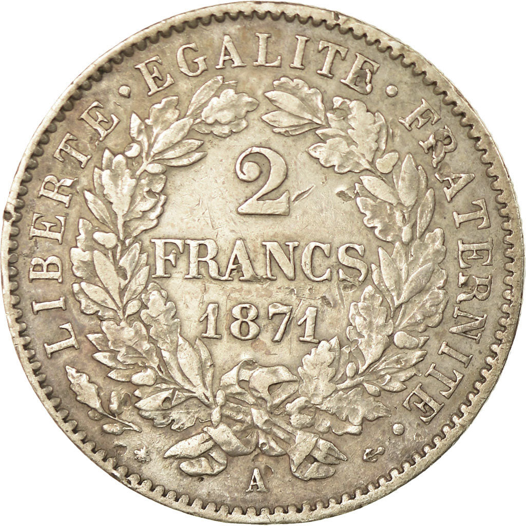Monnaie, France, Cérès, 2 Francs, 1871, Paris, TB+, Argent, Gadoury:530