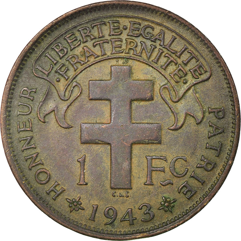 Monnaie, Afrique-Équatoriale française, Franc, 1943, Pretoria, TTB, Bronze