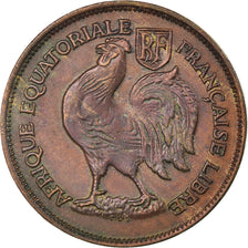 Moneda, África ecuatorial francesa, Franc, 1943, Pretoria, MBC, Bronce, KM:2a