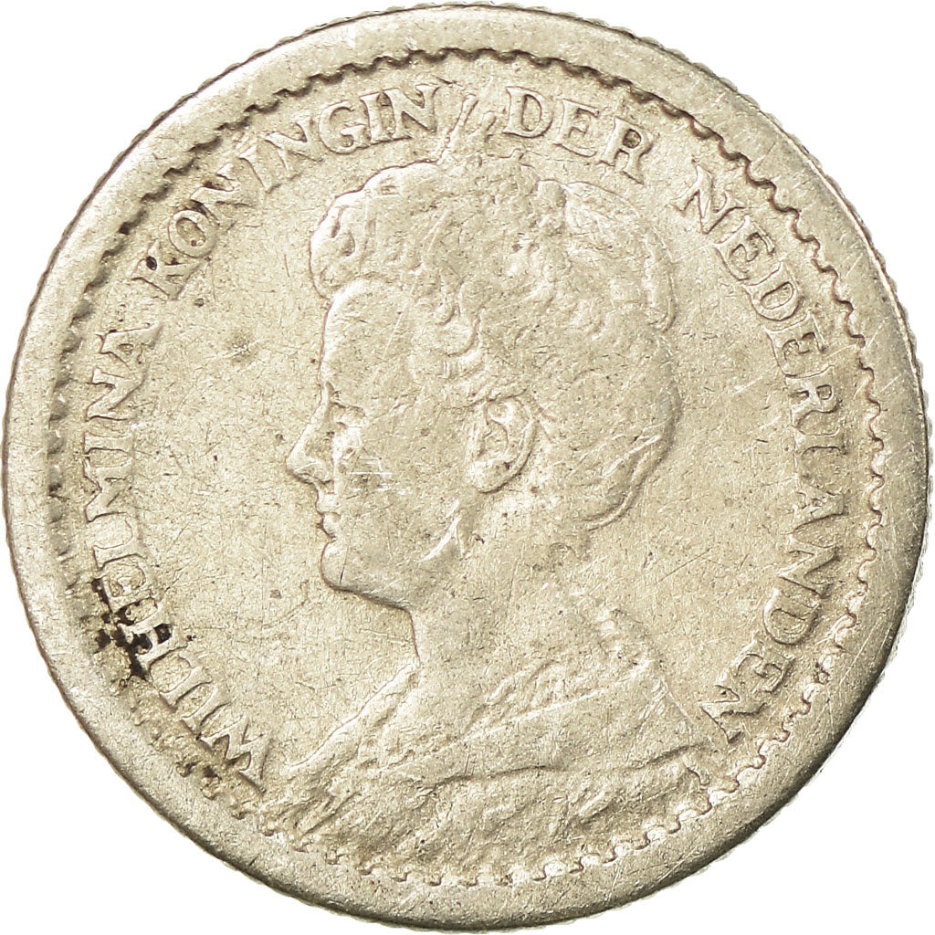 Moneta, Paesi Bassi, Wilhelmina I, 10 Cents, 1917, MB+, Argento, KM:145