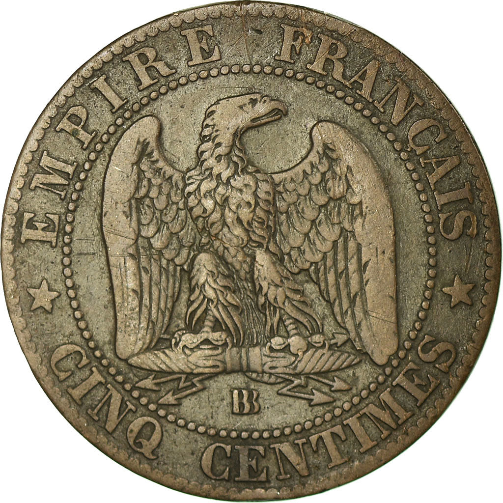 Moneta, Francja, Napoleon III, Napoléon III, 5 Centimes, 1865, Strasbourg