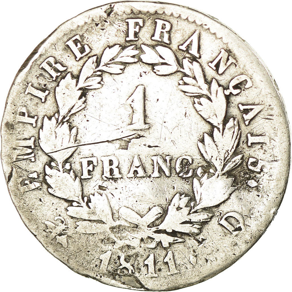 Munten, Frankrijk, Napoléon I, Franc, 1811, Lyon, ZG+, Zilver, KM:692.5