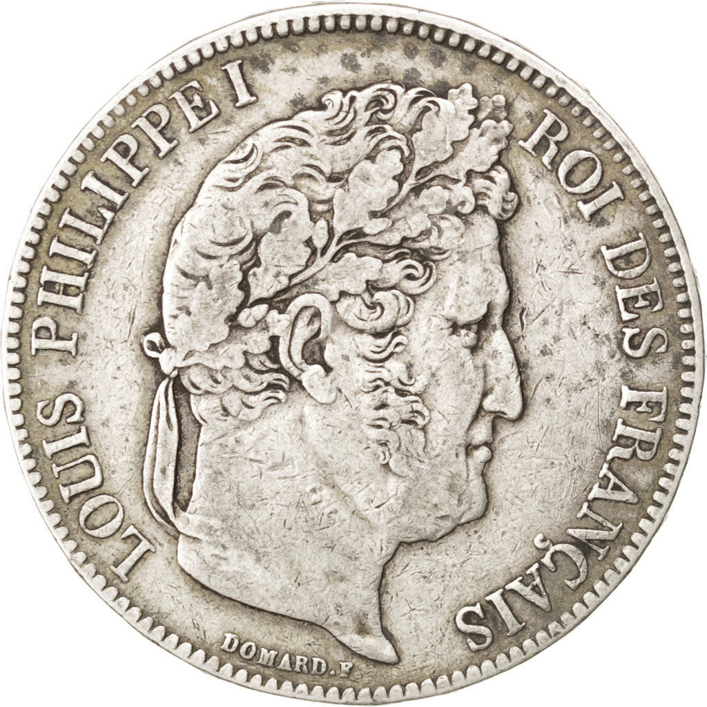 Francia, Louis-Philippe, 5 Francs, 1837, Paris, MB+, Argento, KM:749.1, Gadou...