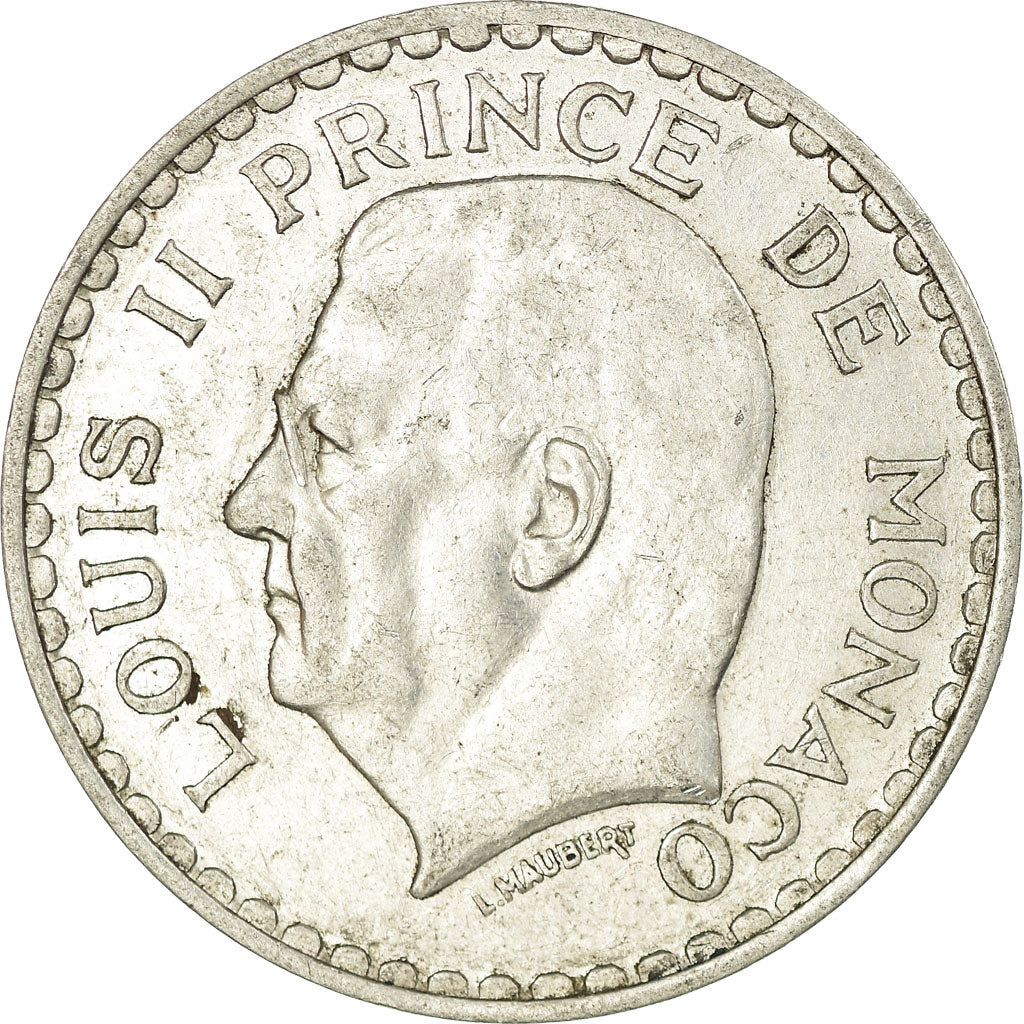 Coin, Monaco, Louis II, 5 Francs, 1945, Poissy, VF(30-35), Aluminum, KM:122