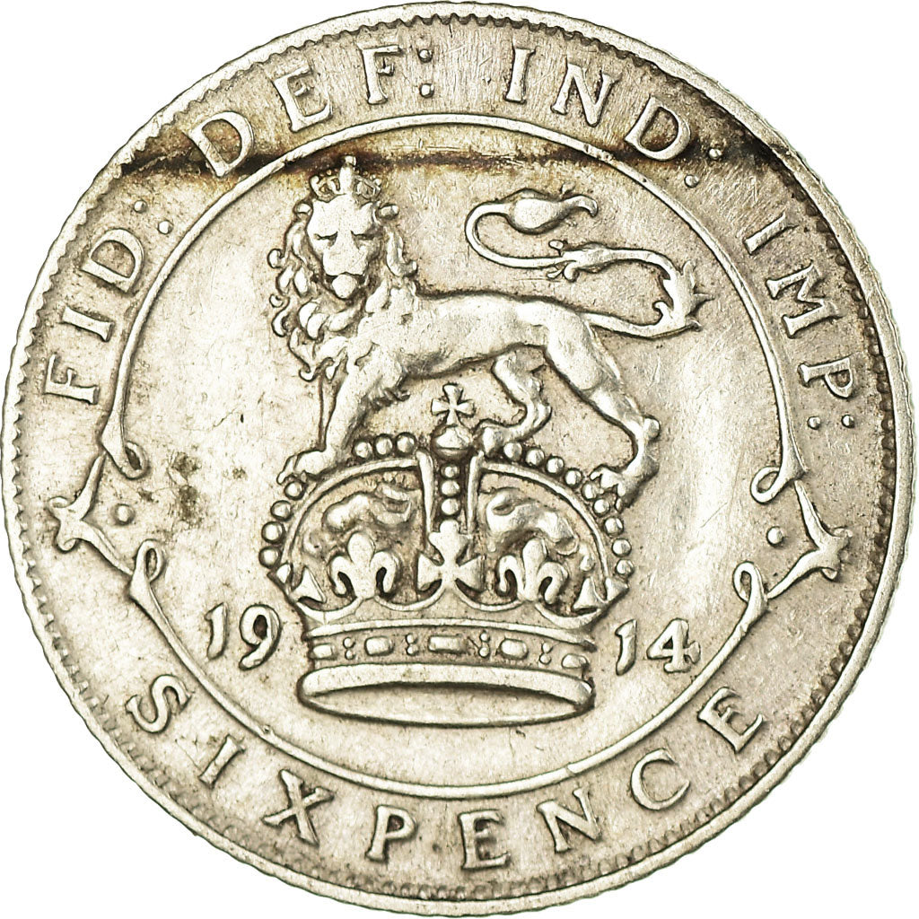 Coin, Great Britain, George V, 6 Pence, 1914, VF(30-35), Silver, KM:815