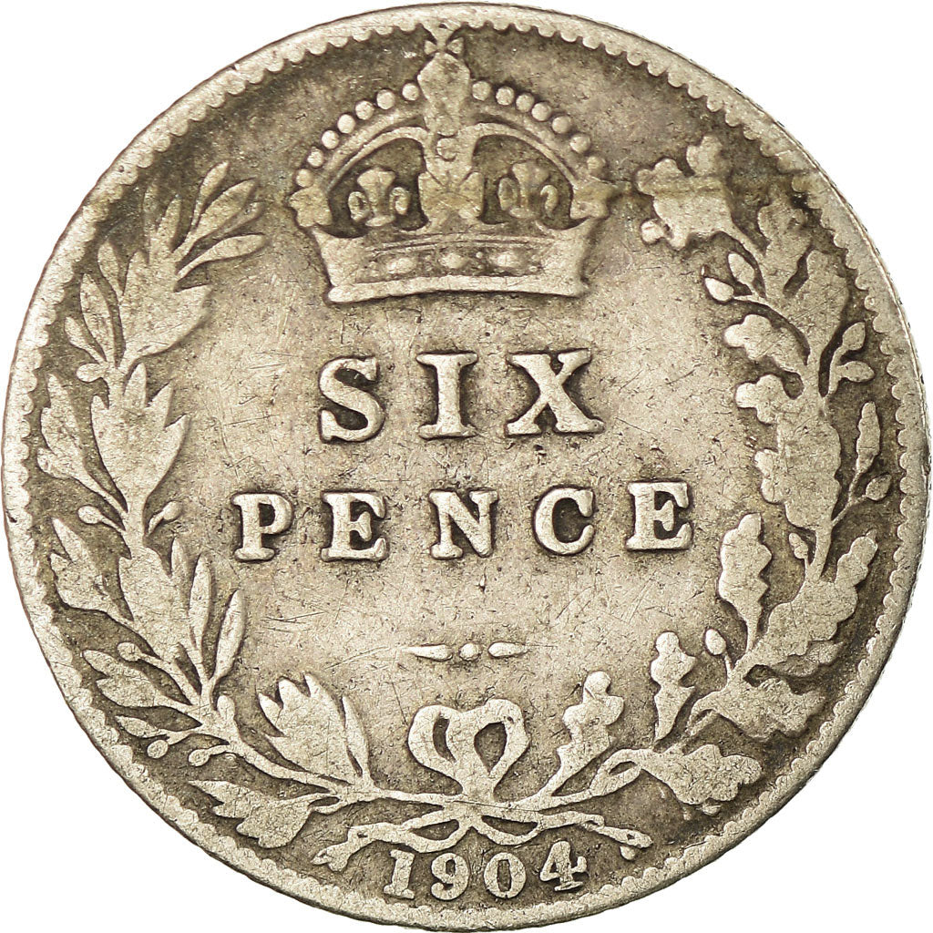 Coin, Great Britain, Edward VII, 6 Pence, 1904, VF(20-25), Silver, KM:799