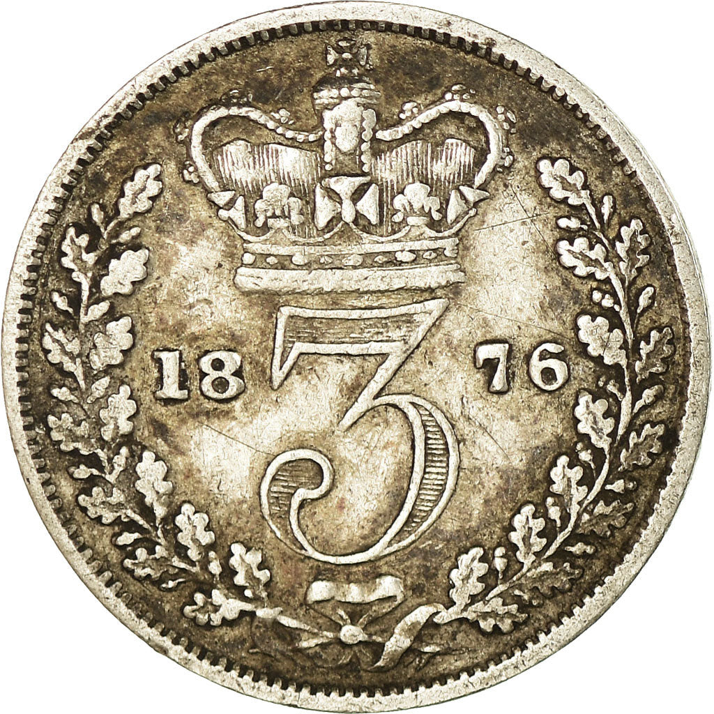 Coin, Great Britain, Victoria, 3 Pence, 1876, VF(20-25), Silver, KM:730