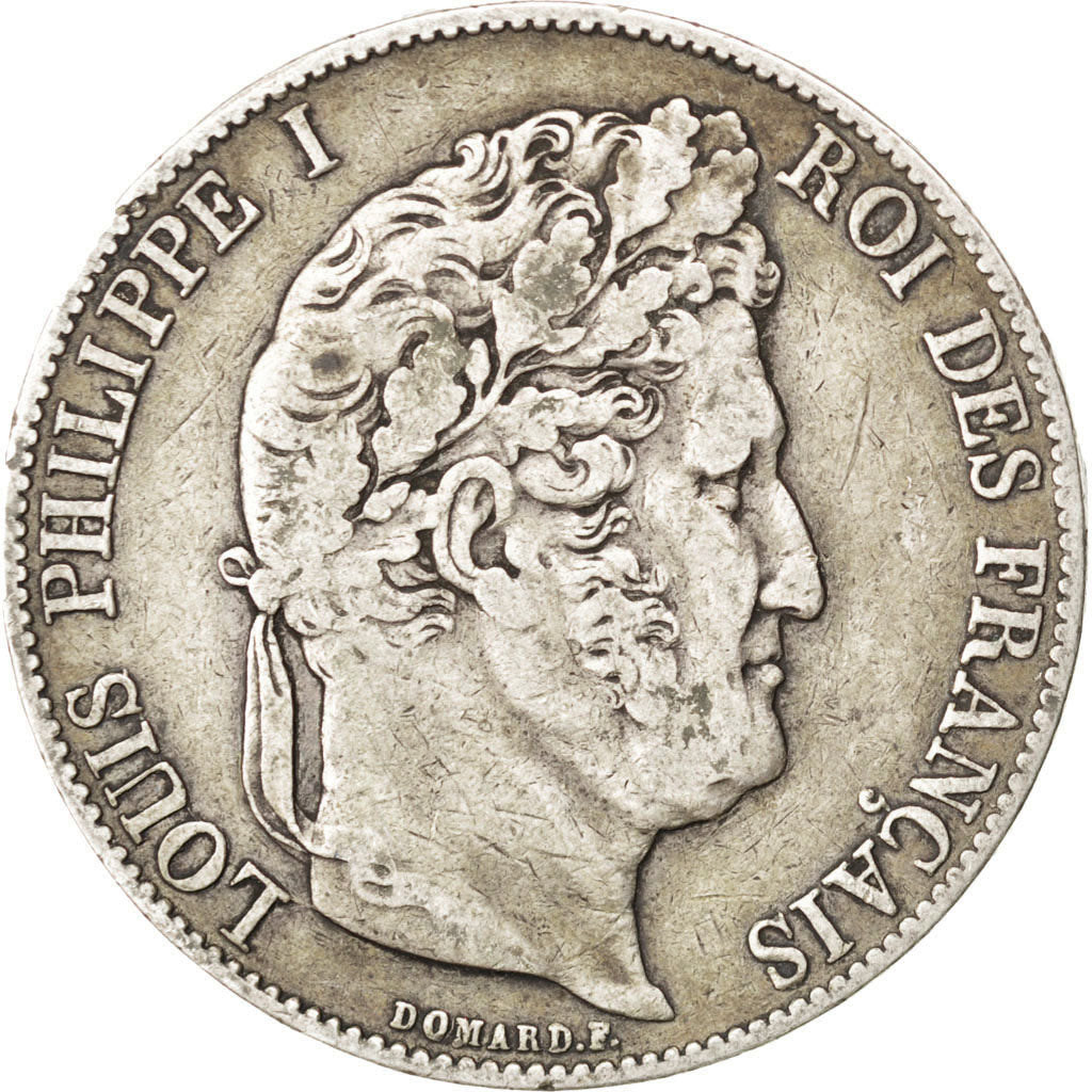 Francia, Louis-Philippe, 5 Francs, 1848, Paris, MB+, Argento, KM:749.1, Gadou...