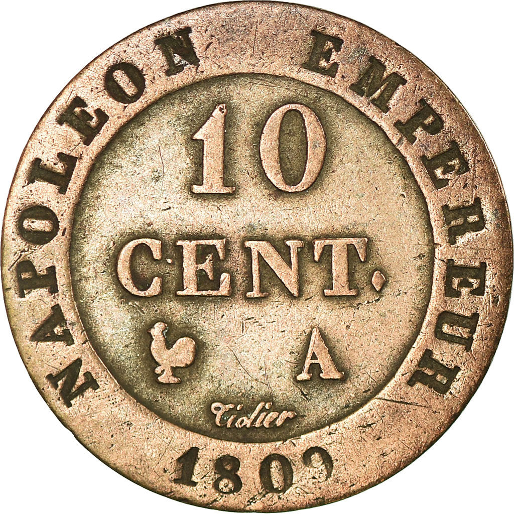 Monnaie, France, Napoléon I, 10 Centimes, 1809, Paris, TB, Billon, Gadoury:190