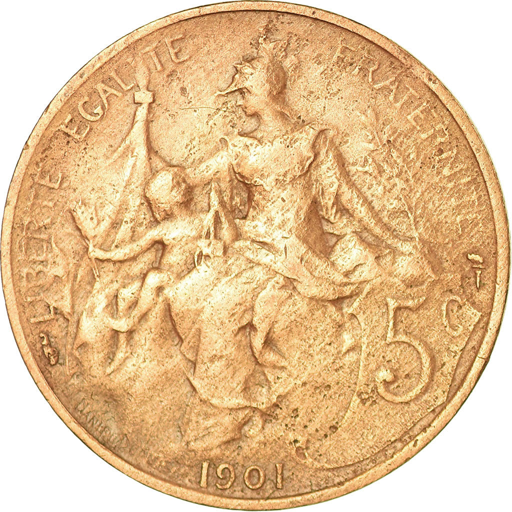 Moneta, Francja, Dupuis, 5 Centimes, 1901, Paris, VF(20-25), Bronze, KM:842
