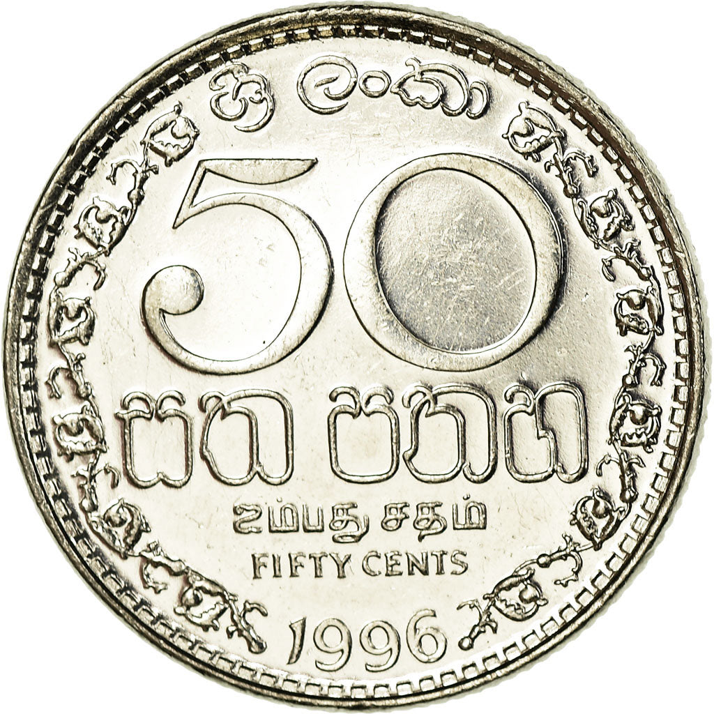 Coin, Sri Lanka, 50 Cents, 1996, MS(60-62), Nickel plated steel, KM:135.2a
