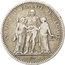 FRANCE, Hercule, 5 Francs, 1849, Paris, KM #756.1, VF(30-35), Silver, Gadoury...