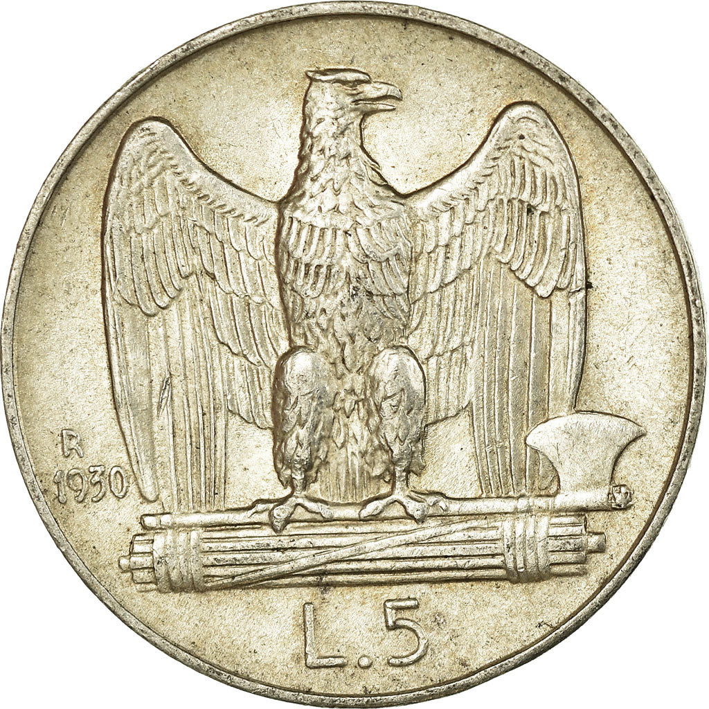 Coin, Italy, Vittorio Emanuele III, 5 Lire, 1930, Rome, AU(55-58), Silver