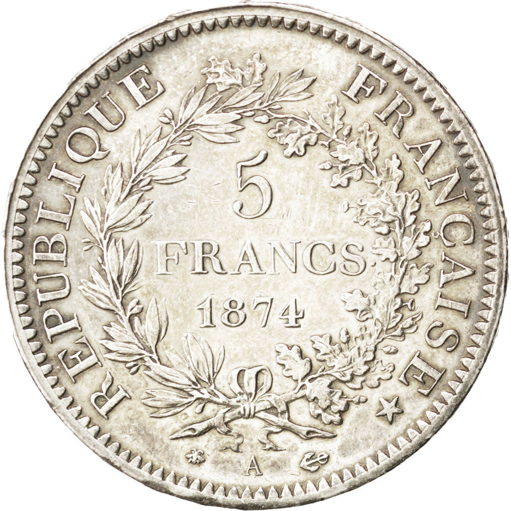 Coin, France, Hercule, 5 Francs, 1874, Paris, AU(50-53), Silver, KM:820.1