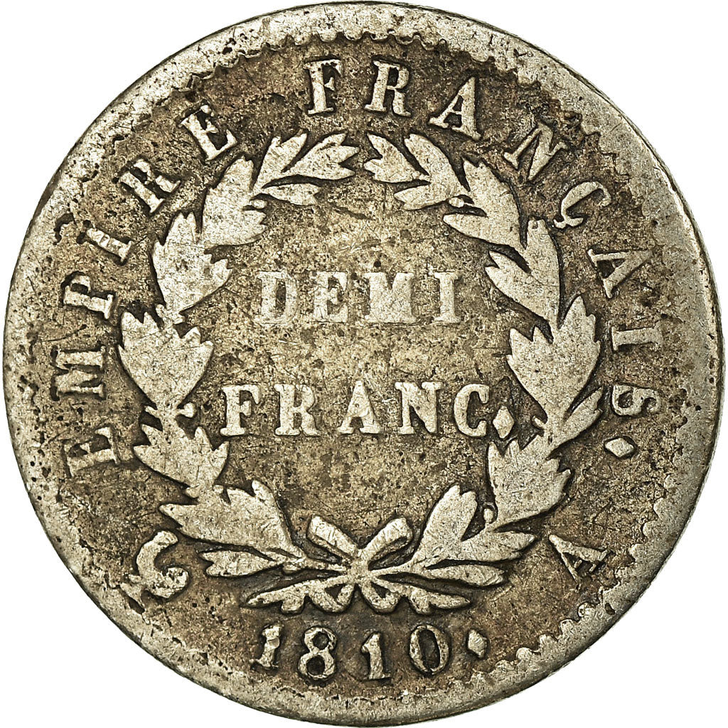 Münze, Frankreich, Napoléon I, 1/2 Franc, 1810, Paris, SGE+, Silber, KM:691.1