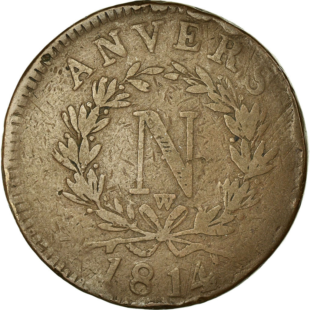 Monnaie, FRENCH STATES, ANTWERP, 10 Centimes, 1814, Anvers, TB, Bronze