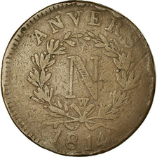 Monnaie, FRENCH STATES, ANTWERP, 10 Centimes, 1814, Anvers, TB, Bronze