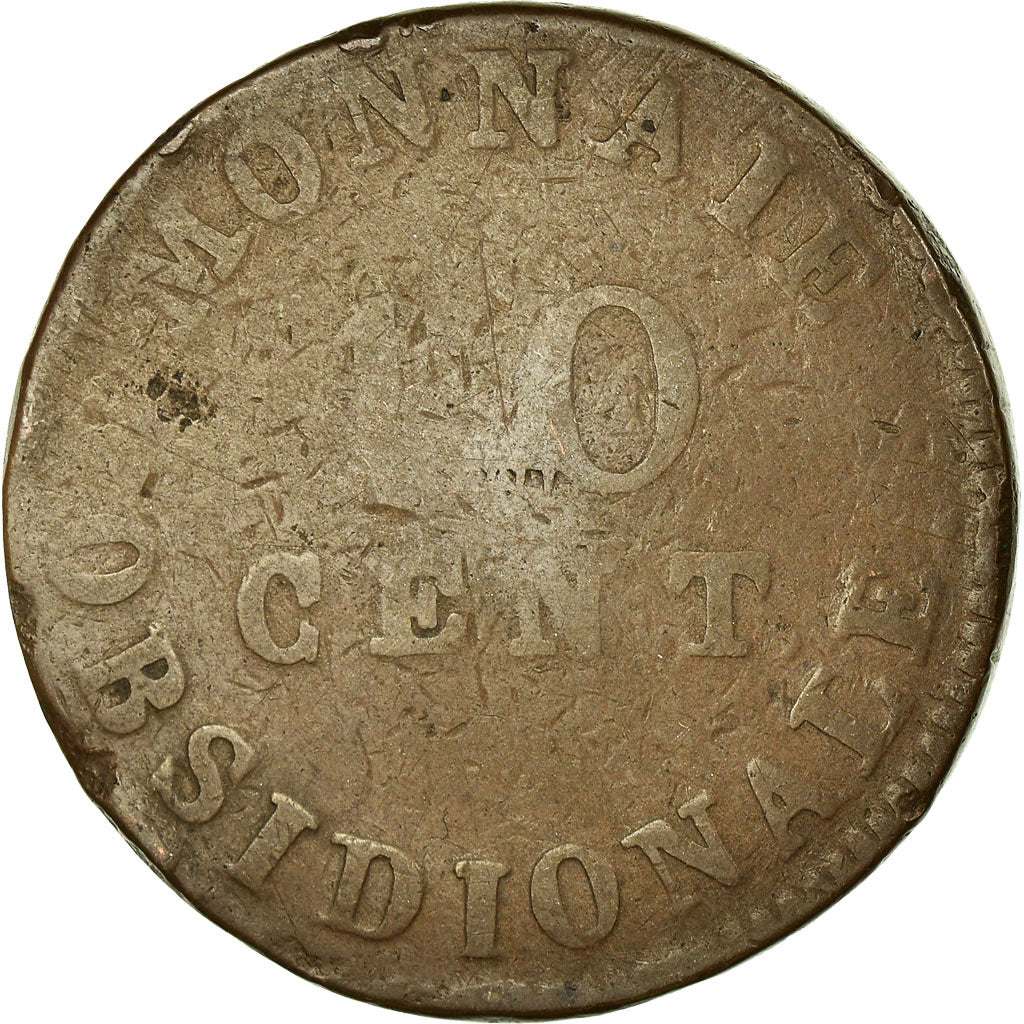 Monnaie, FRENCH STATES, ANTWERP, 10 Centimes, 1814, Anvers, TB, Bronze