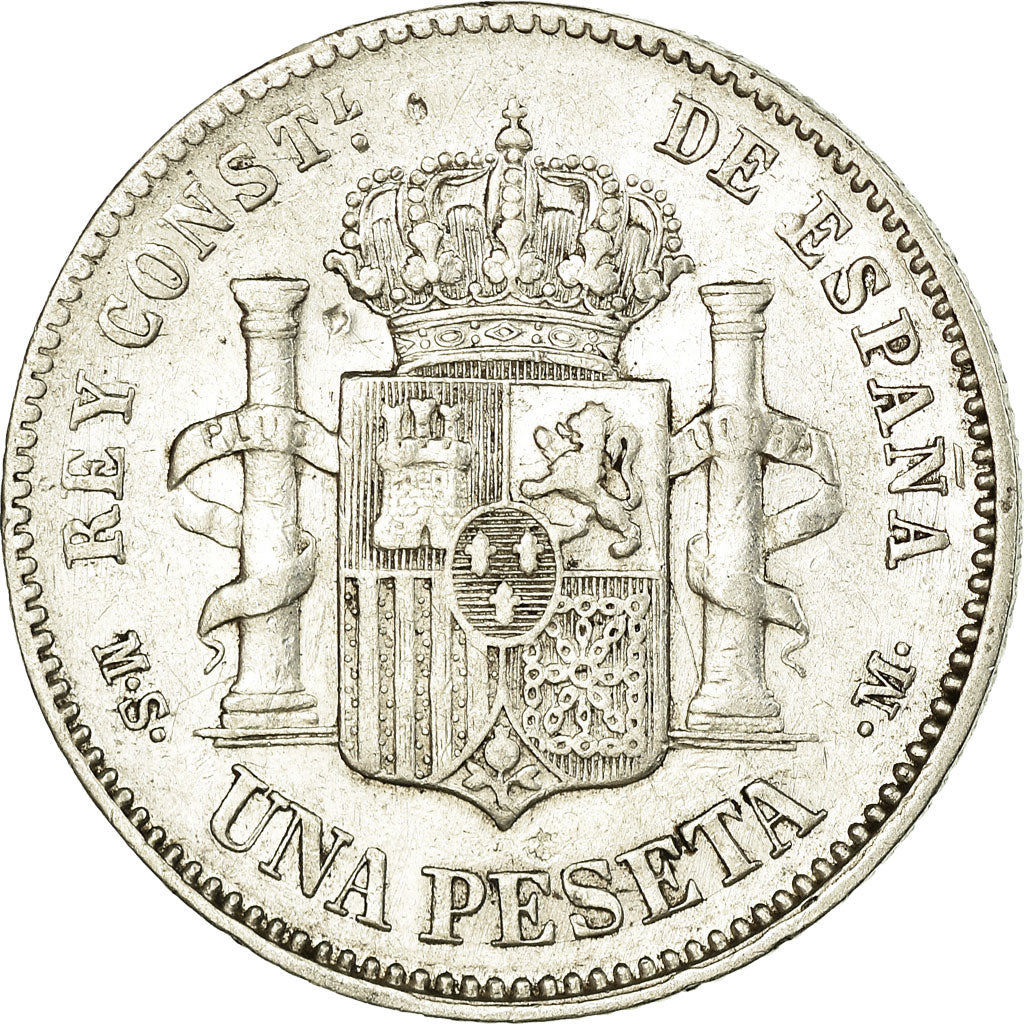 Moeda, Espanha, Alfonso XII, Peseta, 1883, Madrid, EF(40-45), Prata, KM:686