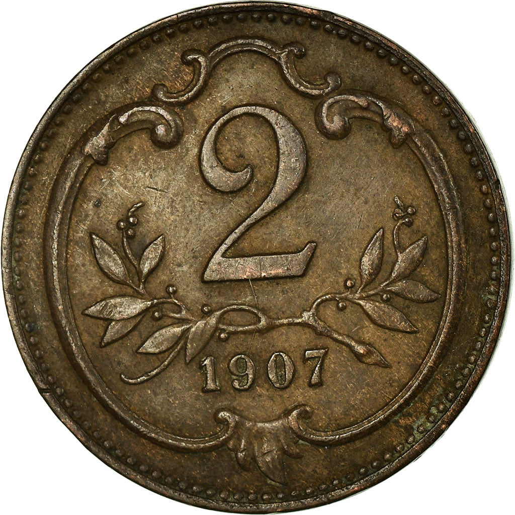 Münze, Österreich, Franz Joseph I, 2 Heller, 1907, SS, Bronze, KM:2801
