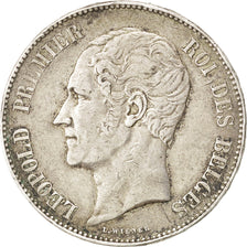 BELGIUM, 5 Francs, 5 Frank, 1849, KM #17, EF(40-45), Silver, 24.81
