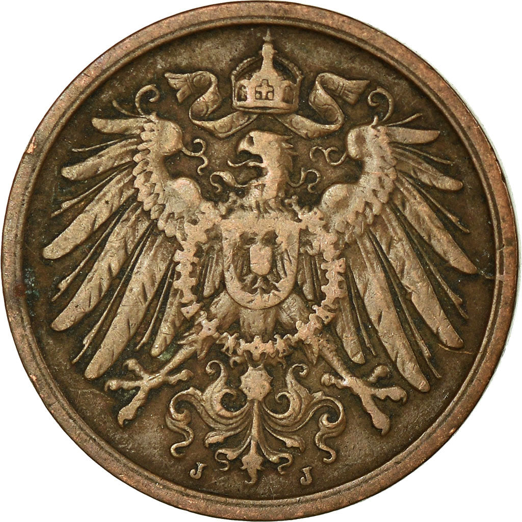 Coin, GERMANY - EMPIRE, Wilhelm II, 2 Pfennig, 1907, Hambourg, EF(40-45)