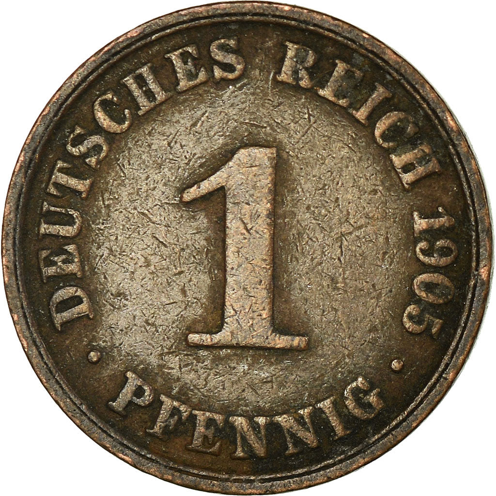 Moeda, ALEMANHA - IMPÉRIO, Wilhelm II, Pfennig, 1905, Berlin, VF(30-35), Cobre