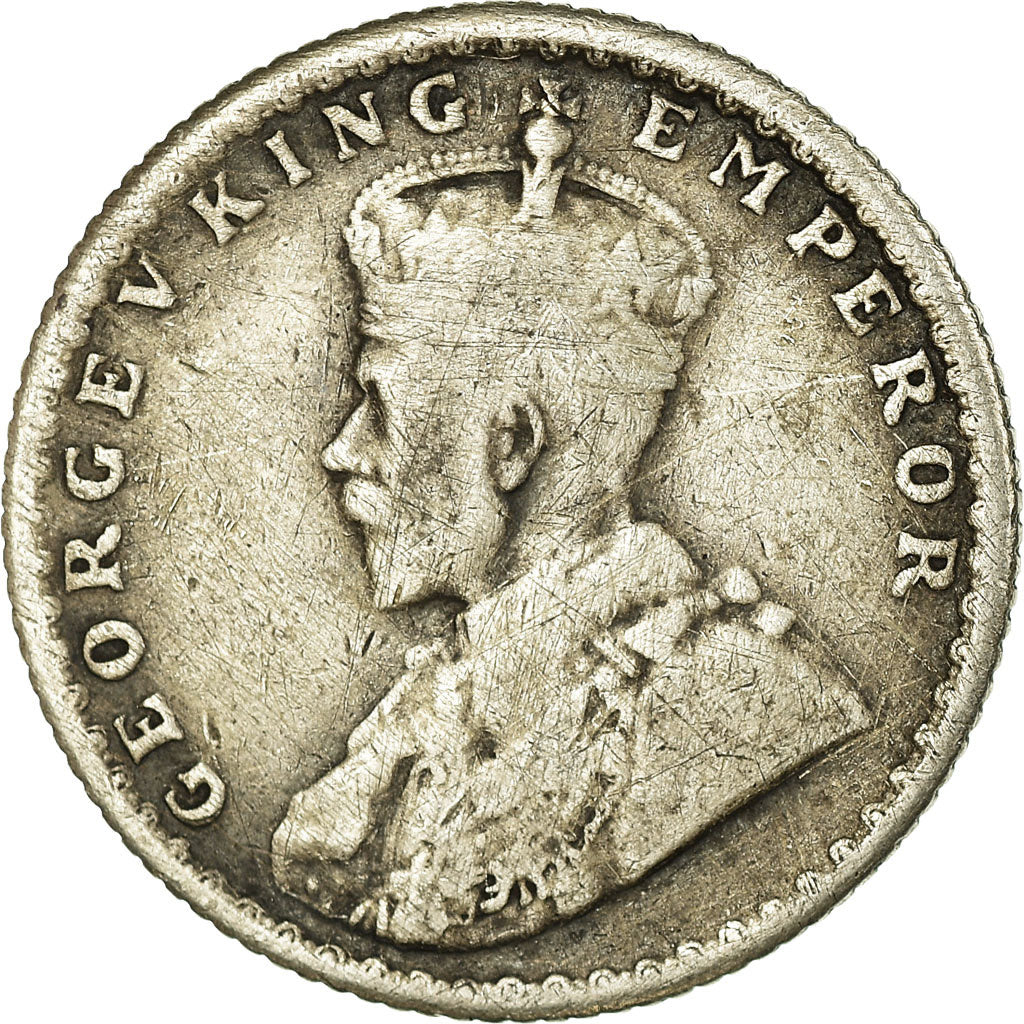 Coin, INDIA-BRITISH, George V, 1/4 Rupee, 1913, VF(20-25), Silver, KM:518