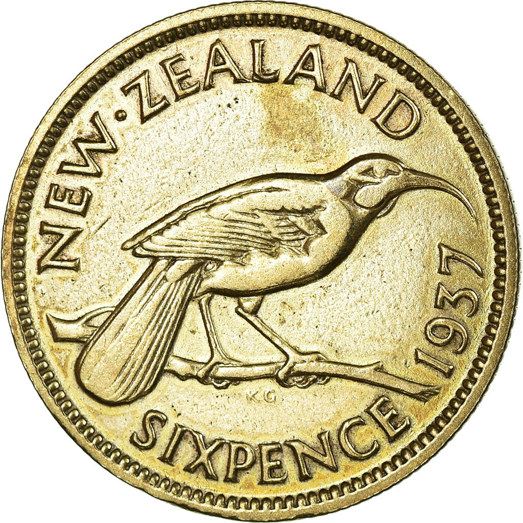 Münze, Neuseeland, George VI, 6 Pence, 1937, SS, Silber, KM:8
