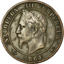 Moneda, Francia, Napoleon III, Napoléon III, 10 Centimes, 1864, Strasbourg