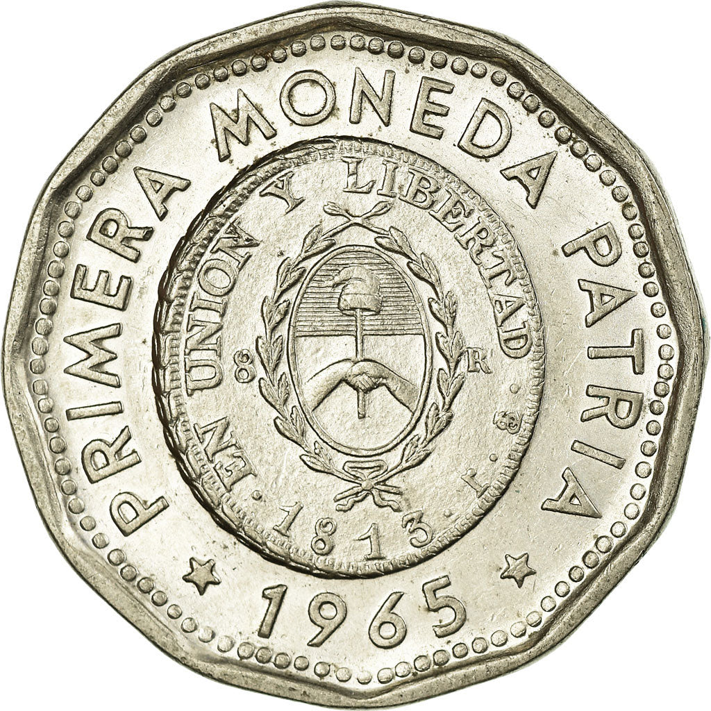 Coin, Argentina, 25 Pesos, 1965, MS(63), Nickel Clad Steel, KM:61