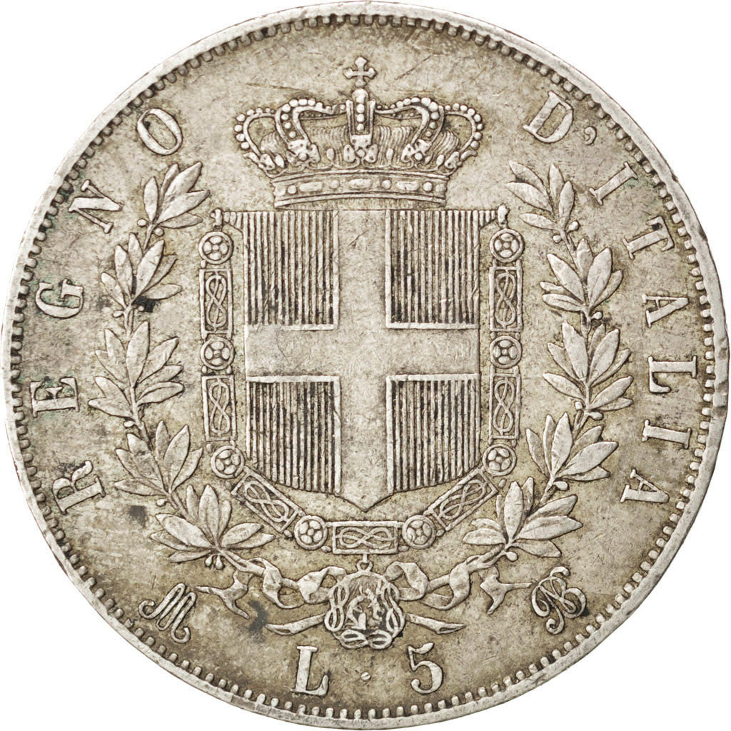 Coin, Italy, 5 Lire, 1869, Milan, EF(40-45), Silver, KM:8.3