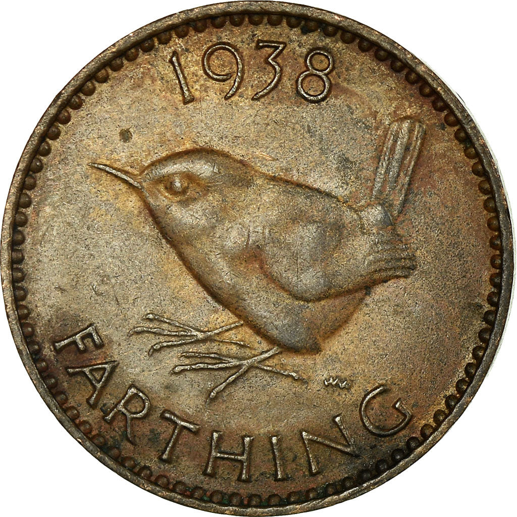 Coin, Great Britain, George VI, Farthing, 1938, EF(40-45), Bronze, KM:843